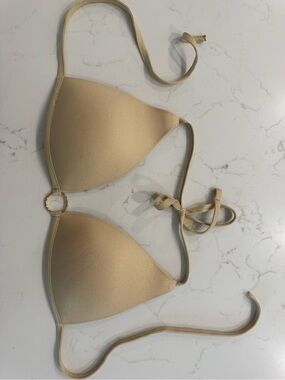 Gold Triangle One-Piece Swim Top - Sleek Shimmery Gold